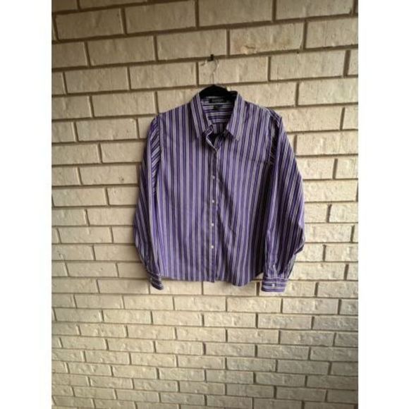 Lauren Ralph Lauren Petite Cotton Striped Button up top size PL - Picture 1 of 10